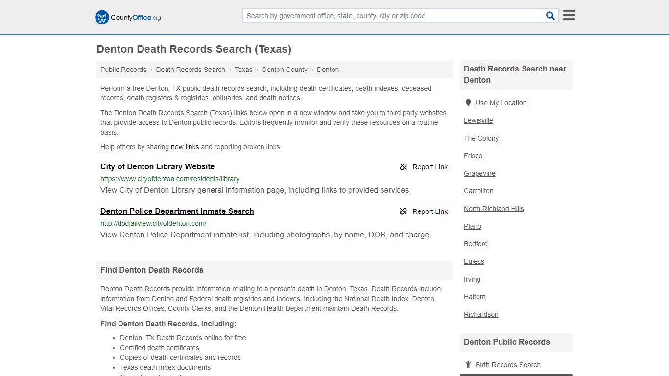Death Records Search - Denton, TX (Death Certificates ...